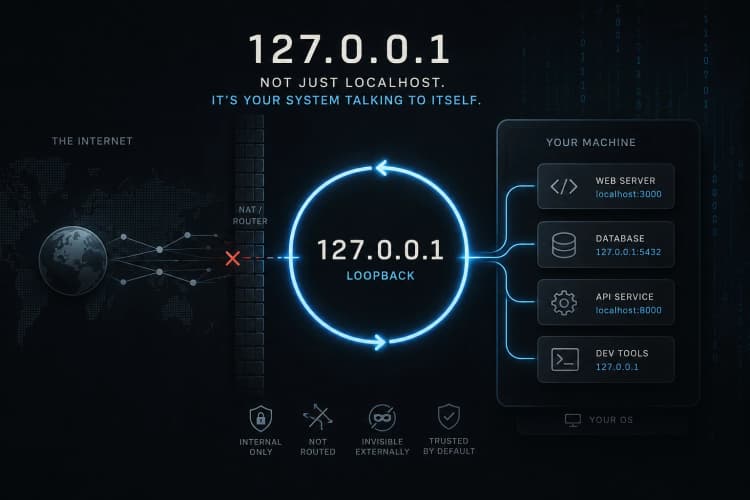 127.0.0.1 Loopback Address and Localhost Networking Concept